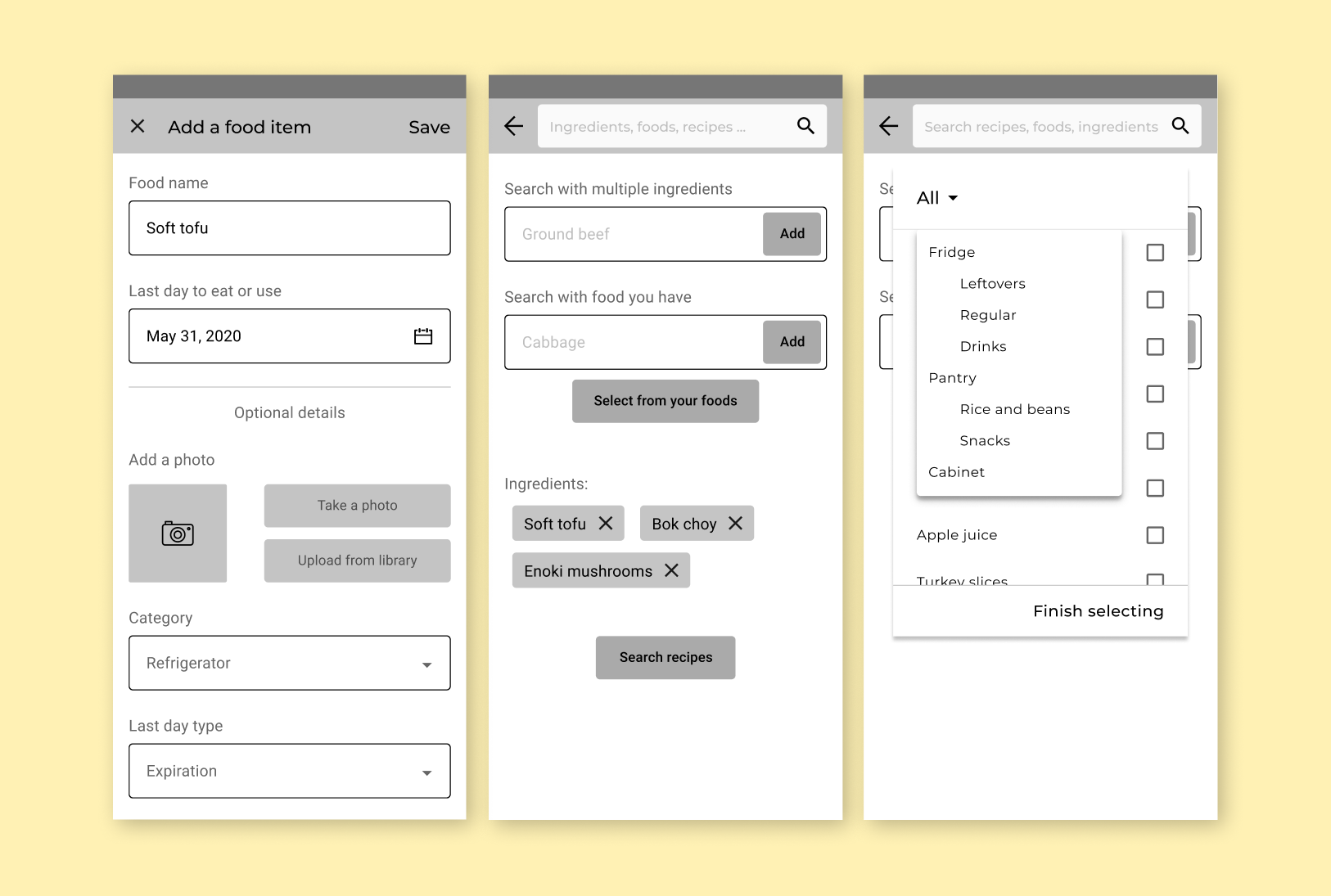 Food Time wireframes image